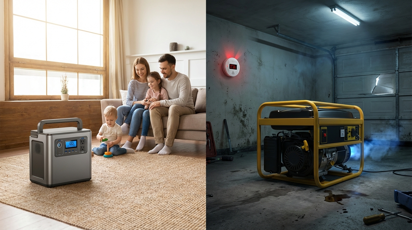 Solar Generator Vs Gas For Emergency Home Power Indoor Safety And Carbon Monoxide Risks